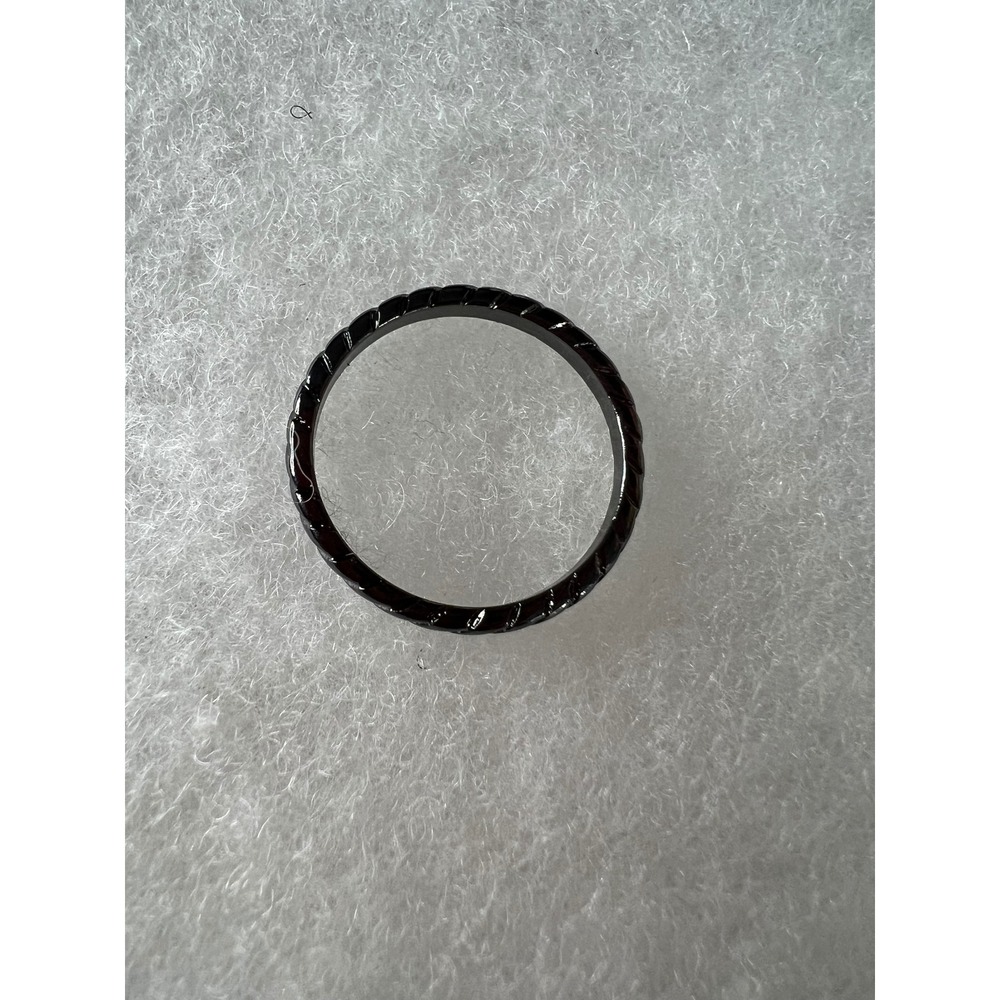 Gunmetal Twisted Rope Band Ring Textured Metallic Minimalist Stackable Ring